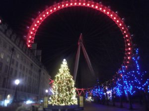 The London Eye at Christmas, at night