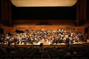The London Philharmonic Orchestra rehearsing