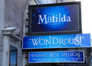 The theatre sign for Matilda The Musical in London